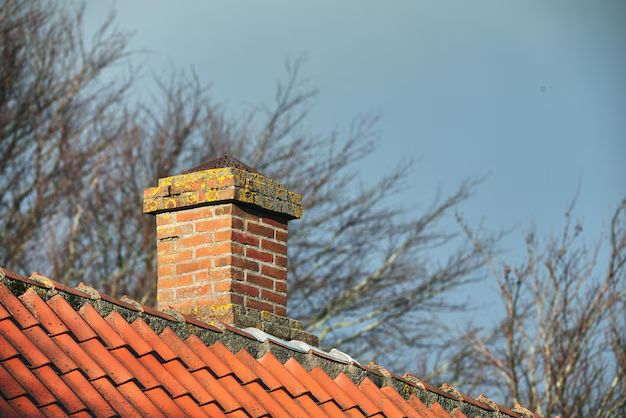 Weathered chimney crown with moss awaiting repair and a new cap